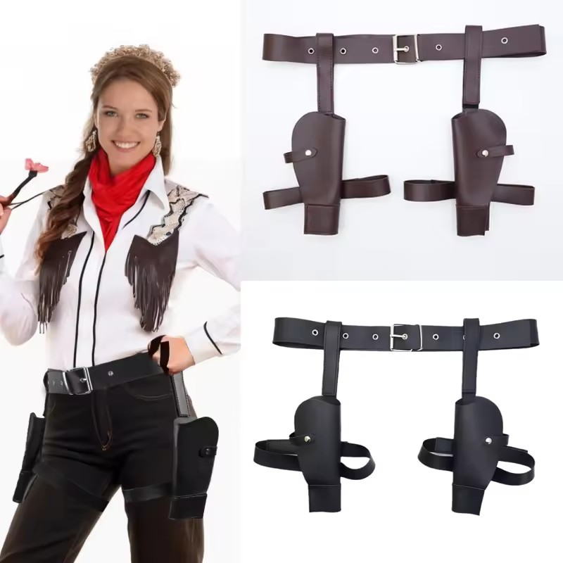 Cosplay Prop Pistol - Yetişkin Vintage PU Deri Bel Kılıfı